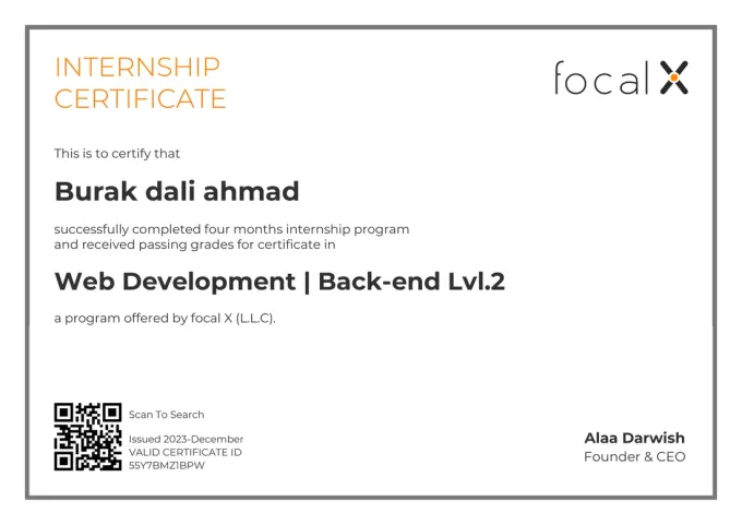 Web Development | Back-end Lvl.2 — focal X L.L.C